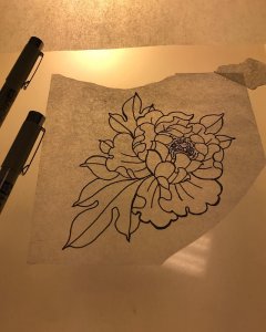 搞化工品的米小姐牡丹纹身手稿