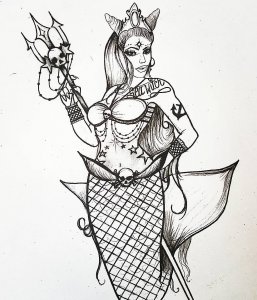 做客房服务员的束先生美人鱼纹身手稿