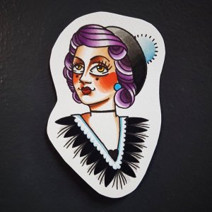 oldschool美女纹身手稿
