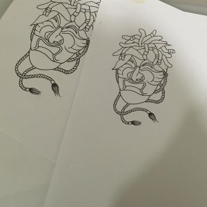 般若面具纹身手稿